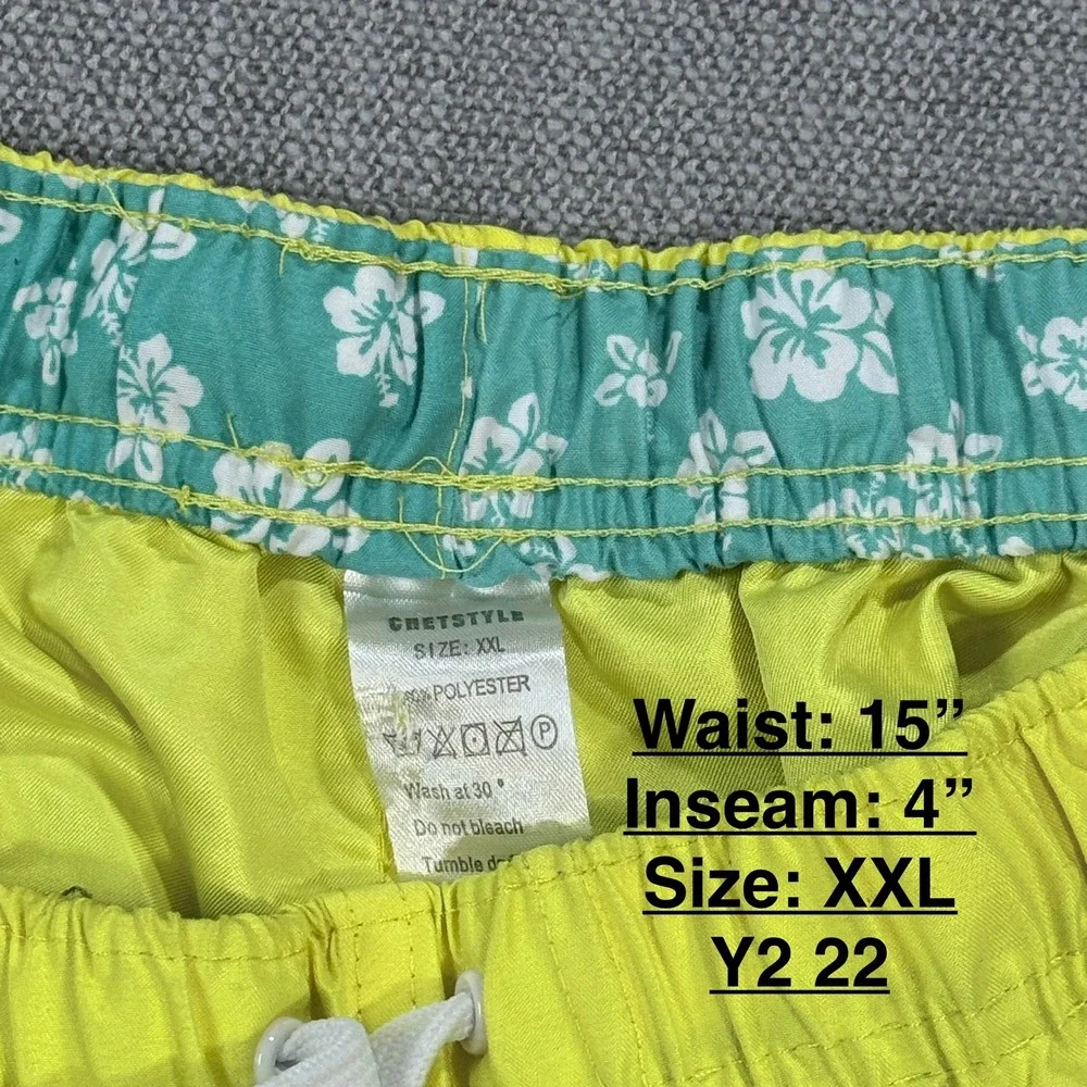 Chet Style Mens Yellow Swim Trunks XXL Tropical Floral‎ Shorts